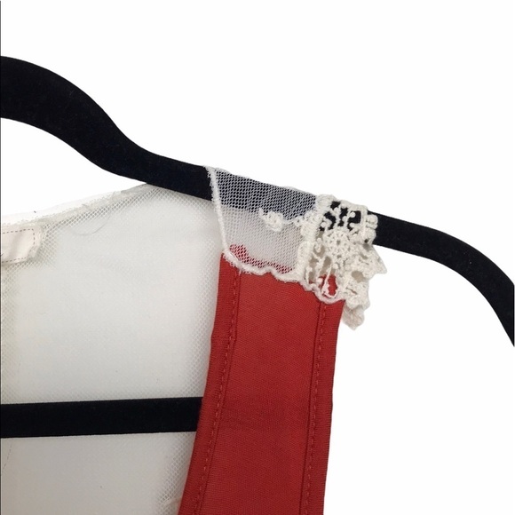 Nabee Red Tank Top Blouse with Lace Detail FLAWED - Picture 9 of 10